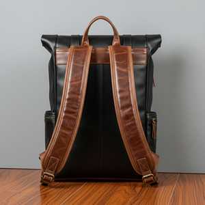 Professional Grade Leather <b>Roll</b> Top Rucksack Anti Theft Laptop Bag For International Sourcing LTBP-0226 - Product Image 5