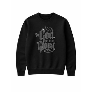 เสื้อสเวตเชิ้ตคอกลมสีดำสำหรับผู้ชาย ขายส่ง ลายกราฟิกประดับเพชร “God Be The Glory” ทรงหลวม ผ้าคอตตอนผสม - Product Image 2