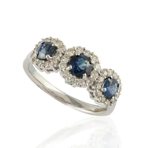 14K Gold <b>Sapphire</b> and Diamond <b>for</b> Trinity <b>Ring</b> <b>for</b> <b>Women</b> - Product Image 2