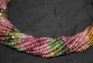 Cuentas facetadas de turmalina multicolor natural, hilo de 13 pulgadas, cuentas de piedras preciosas de 3-3.5mm, venta al por mayor a granel - Product Image 1