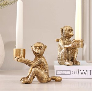 Candelabro de Lujo de Latón Dorado Antiguo con Forma de Mono, Hecho a Mano, Ecológico, Resistente al Calor, Duradero, Decoración para el Hogar - Product Image 3