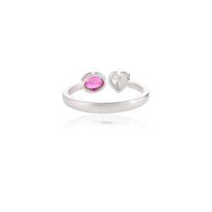 18K Gold Heart Diamond & Oval Ruby Toi Et Moi Ring - Product Image 6