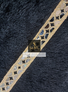 Ribete de encaje de red con trabajo de espejo y hilo dorado para decoración de saris, lehengas, blusas y prendas nupciales - Product Image 6