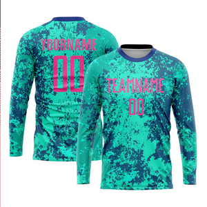 Custom Teal Pink-royal Sublimation Soccer Uniform Jersey Free Prints Top Men Custom Football Teams Soccer T-shirts Sets - Product Image 3