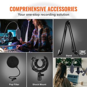 Kit Microfono USB Professionale 192kHz/24 Bit, Microfono a Condensatore con Braccio Regolabile, Filtro Anti-Pop, Supporto Anti-Shock, Pulsante Mute - Product Image 5