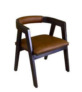 เก้าอี้ทานอาหารทรงโค้งมน ตกแต่งด้วยไม้มะม่วง พร้อมเบาะหนัง PU สำหรับบ้าน ร้านกาแฟ ร้านอาหาร และโรงแรม! - Product Image 1