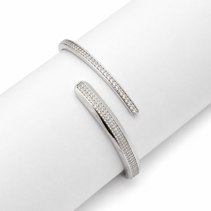 925 Sterling <b>Silver</b> Diamond Open <b>Cuff</b> <b>Bracelet</b> for Women High Polish Minimalist Party Wedding Gift Fine Jewelry - Product Image 3