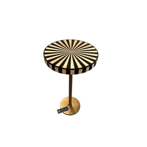 Taburete Lateral Artesanal con Incrustaciones de Hueso a Rayas Blancas y Negras, Patrón Óptico Geométrico, Taburete Decorativo de Lujo, Artesanía India, Venta al por Mayor - Product Image 4