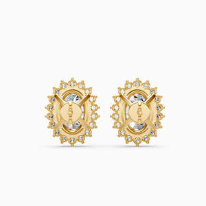 Pendientes de Diamantes Ovalados en Oro Amarillo para Mujer, Color D Natural, Certificados, Clásicos, para Boda - Product Image 4