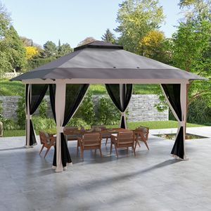 Robust 13x13 Aluminum Instant <b>Canopy</b> Shelter 2-Tier <b>Roof</b> Waterproof Pop-Up Gazebo Steel Frame Carry Bag for Garden Leisure Gray - Product Image 2