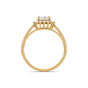 Elegante Anillo de Compromiso con Halo de Diamantes Cultivados en Laboratorio, Corte Radiante, 1.22ctw |   Anillo chapado en rodio de oro rosa blanco amarillo de 18 quilates - Product Image 3