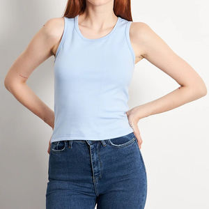 Top sin mangas con cuello redondo y encaje para mujer, estilo chaleco, ajustado y sexy, con botones, de seda/algodón - Product Image 4