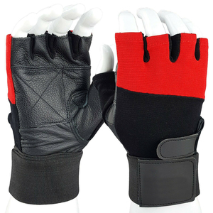 Gants de fitness sans doigts en maille rouge et noire pour la gym, le yoga, le pilates, l'entraînement, pour hommes et femmes, utilisation en extérieur et à domicile - Product Image 1