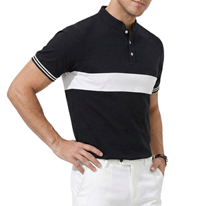 Camisas Polo Personalizadas al Por Mayor para Hombre, Diseño Color Block, Cuello con Banda, Puños en Contraste, Manga Corta, Estilo Casual Elegante - Product Image 1
