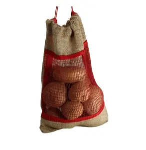 Saco de embalagem de batata de cebola, tamanho personalizado eco-friendly, reutilizável, rede de embalagem resistente de rede de malha expansível