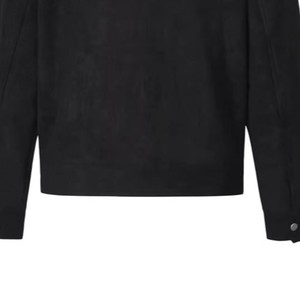 <b>Men's</b> Black <b>Suede</b> Shirt <b>Jacket</b> Workwear Style Zipper Closure Turn-down Collar Regular Fit Autumn Wear - Product Image 5