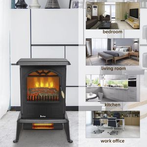 Stufa Elettrica Portatile da 1500W con Termostato, Fiamma Realistica, Design Vintage e Funzione Riscaldamento a Cornice - Product Image 3