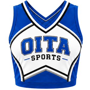 Conjunto de Uniforme de Porristas Azul Rey, Top Corto y Falda Plisada, para Competencia de Baile, Ropa Deportiva - Product Image 3