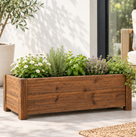 Jardinière rectangulaire rustique en bois surélevée marron pour plantes et légumes d'extérieur