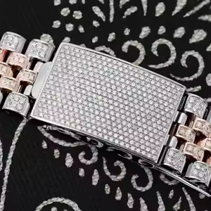 Reloj Analógico de Cuarzo con Diamantes de Moissanita de Dos Tonos, Lujoso, Personalizado, Estilo Ejecutivo, Caja Cuadrada de Acero Inoxidable Resistente, ETA - Product Image 2