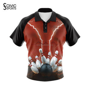 Polyester Sublimated Printing Zipper <b>Bowling</b> <b>Shirts</b> Wholesale Custom Original Quality <b>Bowling</b> Jersey - Product Image 3