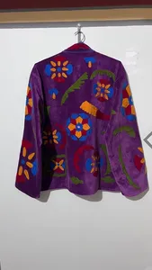 Chaqueta de Terciopelo Morado Real, Superventas 2026, Ropa de Invierno, Bordada a Mano, Mangas Largas, Cuello Alto, Prenda Exterior Étnica India - Product Image 2