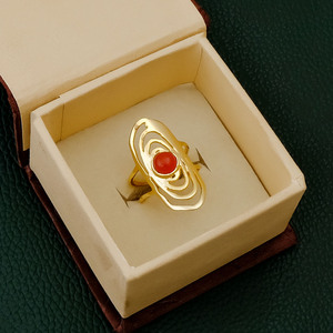 Anillo Ajustable de Piedra Preciosa Cornalina Natural, Anillo Grueso Bohemio con Diseño en Espiral, Anillo de Banda Gruesa, Piedra de Nacimiento de Julio, Joyería Abstracta Chapada en Oro - Product Image 2