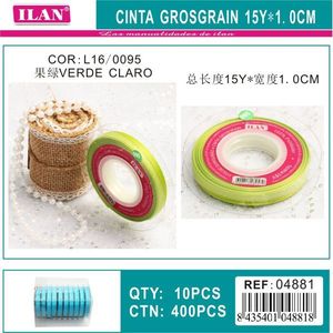 Ruban en gros-grain Ilan 15Y 1,0 cm vert clair pour travaux manuels - Product Image 3