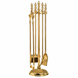 Modern Antique Brass Fireplace <b>Tool</b> Set Vintage Gold Hearth Decoration <b>Fire</b> <b>Tools</b> Kit Wholesale Companion Set With Stand - Product Image 1