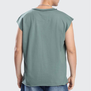 T-shirt sans manches en tricot pour homme, col en V, couleur unie, coupe classique, vêtement décontracté, t-shirt sans manches - Product Image 2