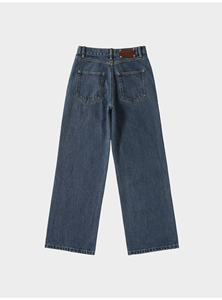 2026 HaiYao High Quality Custom Vintage Dark Blue Wash Wide Leg Fit Streetwear Hiphop OEM ODM Cotton Causal Men's <b>Denim</b> Jeansns - Product Image 2