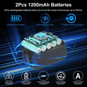 Mini Motosierra Eléctrica Portátil Inalámbrica de 8 Pulgadas con 2 Baterías Recargables de 1200mAh - Product Image 3