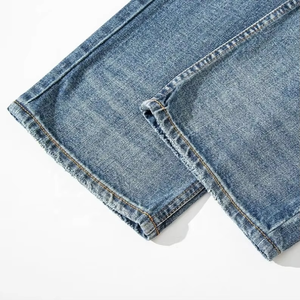 Classic Simple Washed Cat Whiskers Loose Clean Fit Straight <b>Mens</b> Jeans - Product Image 6