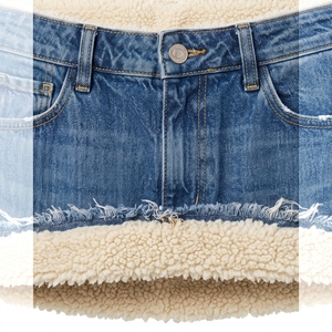 Jupe en jean doublée sherpa pour femme, chaude, décontractée et confortable, pour l'hiver, OEM ODM, vente en gros, usine, lavage personnalisé, faible MOQ - Product Image 6