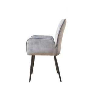 Set di sedie da pranzo moderne in 2 pezzi, sedili imbottiti in morbido velluto con struttura in ferro, colore grigio chiaro senape - Product Image 3