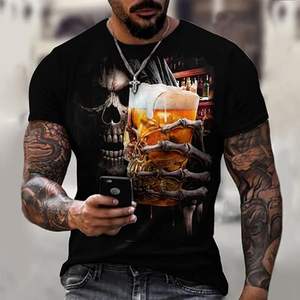 Men's Street <b>Skull</b> Muscle Short Sleeve Print Personality Fashion Fashion T-Shirt - Product Image 6