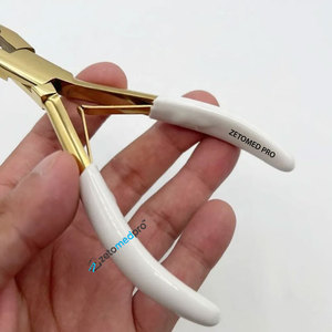 Professional Stainless Steel Hair <b>Extension</b> <b>Beads</b> Plier Strong Hold Gold Plated White Grip Handle Custom Brand Name ZETOMED PRO - Product Image 4