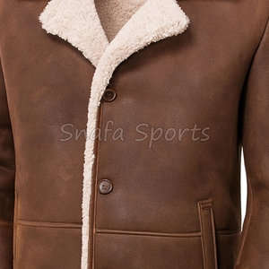 <b>Mens</b> Flying Genuine Shearling Sheepskin Leather Eco-Friendly Waterproof Winter Bomber <b>Jacket</b> Regular Fit Front <b>Jackets</b> - Product Image 3