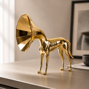 Sculpture d'animal personnalisée créative, chien trompette doré, ornement décoratif pour salon, entrée, hôtel, maison - Product Image 4