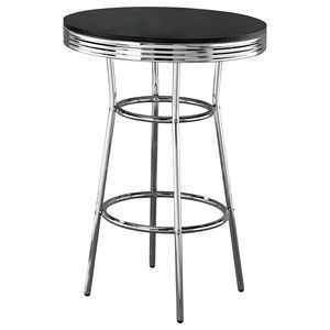Tavolo da Bar Rotondo Nero e Cromato - Product Image 2