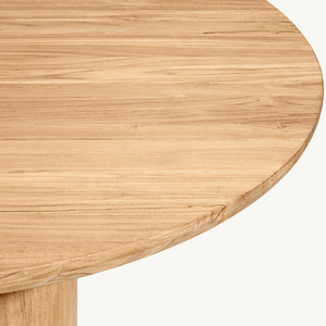 Une table basse ronde en teck au style simple et moderne, idéale pour une salle à manger de resort ou de villa, belle et durable. - Product Image 2