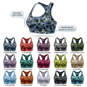 LOW MOQ Customized Own Design Printed Women Sports Bra Seamless Breathable Fitness Yoga Gym Workout <b>Running</b> <b>Padded</b> Sports Bra - Product Image 1