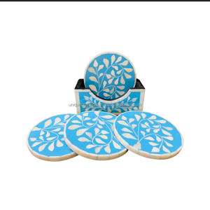 Sous-verres carrés indiens de luxe faits à la main, écologiques, design unique personnalisé avec incrustation d'os, sûrs pour le thé et l'usage domestique, tapis et dessous de verre - Product Image 2