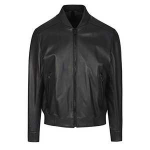 Veste chauffante tendance pour homme en cuir véritable noir, imperméable et coupe-vent, pour l'extérieur, mode, vente en gros OEM, moto et motard - Product Image 1