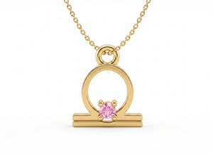 Collier et breloques zodiacales Libra en moissanite, bijoux fins plaqués or argent 925 et zircon cubique rose, vente en gros - Product Image 3