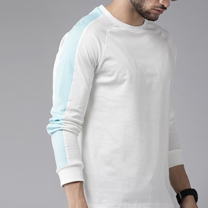 Custom Color Block Raglan <b>Sleeve</b> <b>Long</b> <b>Sleeve</b> <b>T</b>-<b>Shirt</b> Men <b>White</b> Mint Casual Top OEM Wholesale BD - Product Image 2