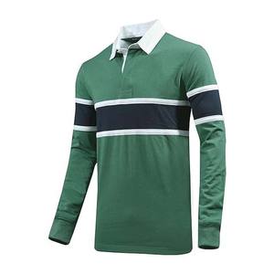 Chemise de rugby à manches longues pour homme en coton tricoté respirant, tissu 220g, broderie de logo personnalisée, haute qualité, couleur contrastée - Product Image 1