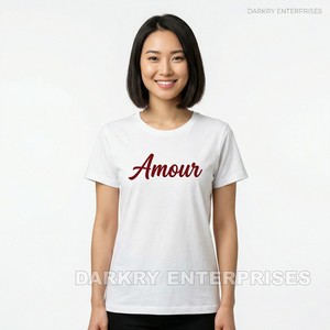 Fabricante de Camisetas Minimalistas Personalizadas para Mujer, Camiseta Blanca de Algodón, Camiseta con Gráfico de Corazón de Línea Continua para Mujer, Suministro al por Mayor Simple - Product Image 2