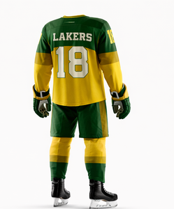 Camiseta de Hockey sobre Hielo de los Lakers para Hombre, Manga Larga, Sublimada, Absorbe la Humedad, Corte Regular, 18 Amarillo Verde, Ropa Deportiva del Equipo - Product Image 1