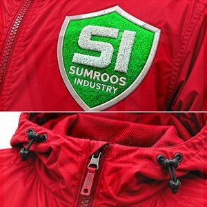 Veste coupe-vent OEM/ODM pour homme, veste bomber rouge à capuche, coupe-vent, fermeture éclair sur le devant, design avec badge, vêtement d'automne - Product Image 5